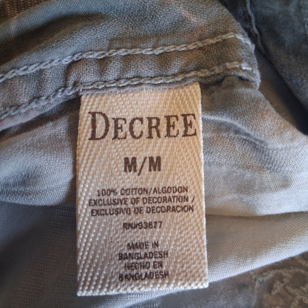 Decree Taupe Tie Dye W/ Embroidered Accent LS Button Down Western Shirt EUC - Picture 3 of 15
